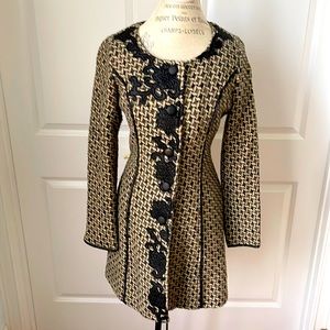 Whish long jacket in brown and gray pattern